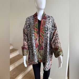 100% Silk Reversible Kantha Jacket, One Size